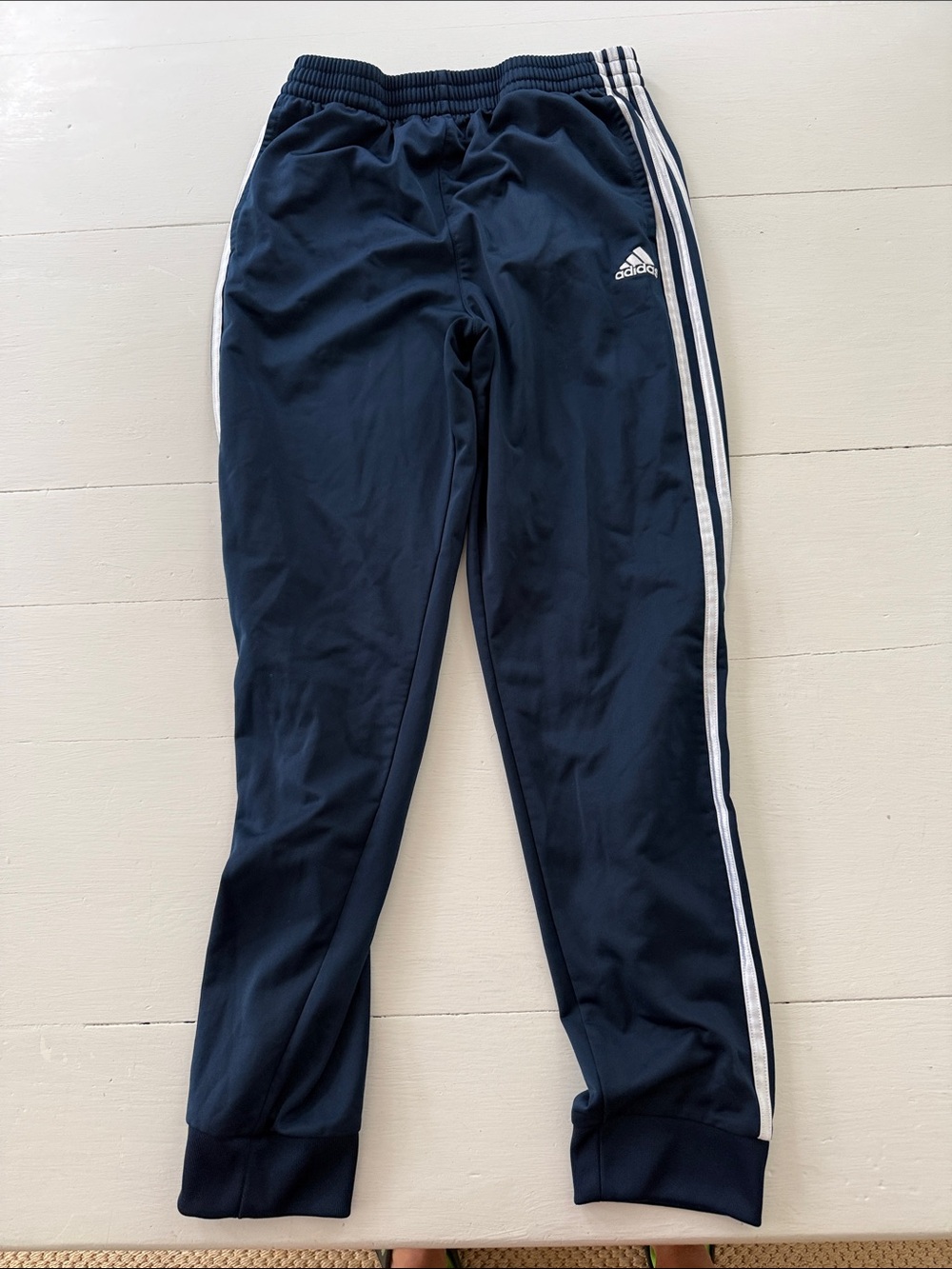 adidas Navy Joggers with White Side Stripes